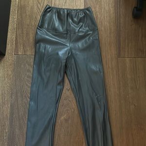 Aritzia Wilfred faux leather leggings in dark khaki